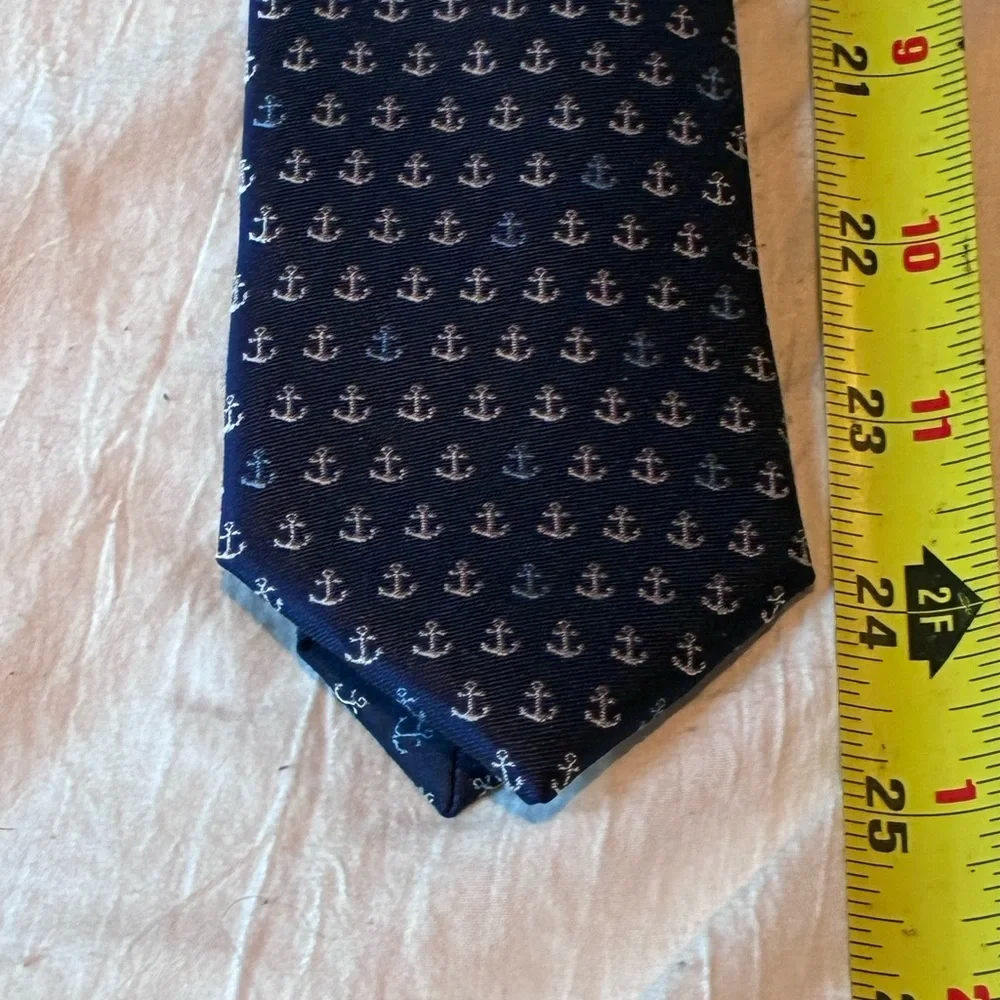 Class Club Boy’s Navy Blue Anchor Pattern Silk Blend Tie